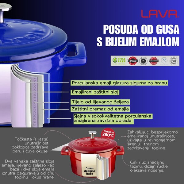 Lava četvrtasta grill tava