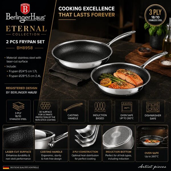 Berlinger Haus Hexagon (3D inox matrica) non-stick 2u1 set tava