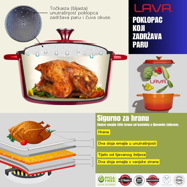 Lava četvrtasta grill tava