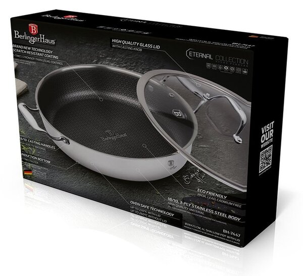 Berlinger Haus Hexagon (3D inox matrica) non-stick niski lonac s poklopcem