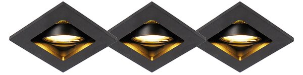 Set od 3 moderna ugradna reflektora crna podesiva - Qure