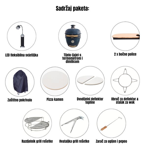 Grill King Kamado EGG PRO MIDI 22" Series III keramički roštilj s dimilicom + bogata oprema, 56 cm