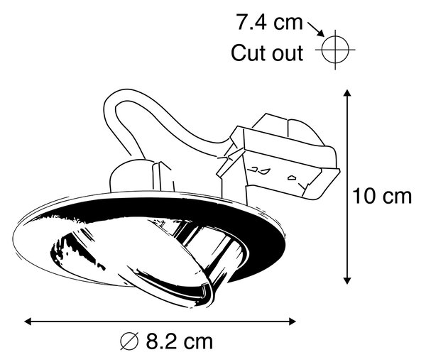 Set od 6 Modernih Ugradbenih Reflektora Crni Nagibni - Edu