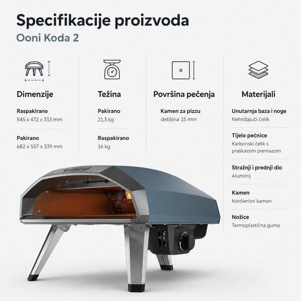 Ooni Koda 2 (2. generacija) 14" plinska pizza pećnica