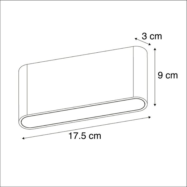 Set od 2 vanjske zidne svjetiljke tamno sive 17,5 cm uključujući LED - Batt