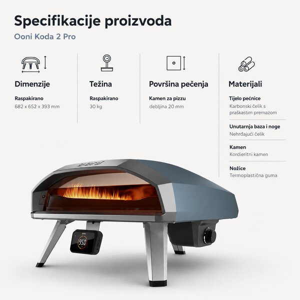 Ooni Koda 2 Pro (2. generacija) 18" plinska pizza pećnica