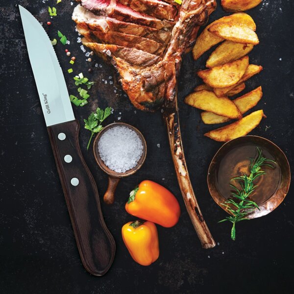 Grill King BUNDLE SteakMaster 4u1 set noževa za odrezak + magnetni stalak za noževe L oblika