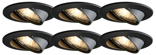 Set od 6 modernih ugradnih reflektora crnih nagibnih - Edu