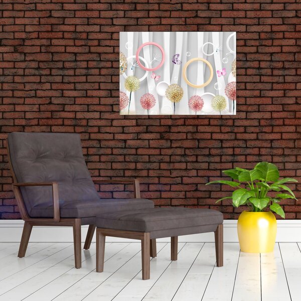 Apstraktna slika s maslačcima (70x50 cm)