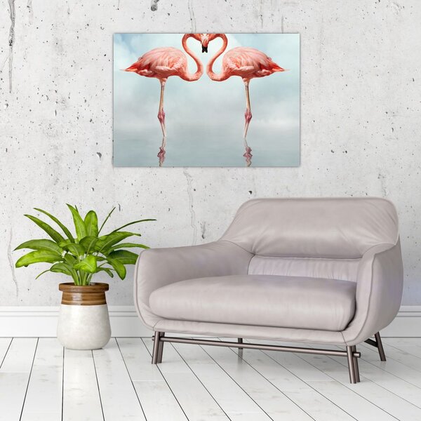 Staklena slika dva flaminga (70x50 cm)