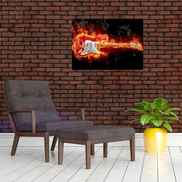 Slika - Gitara u plamenu (70x50 cm)