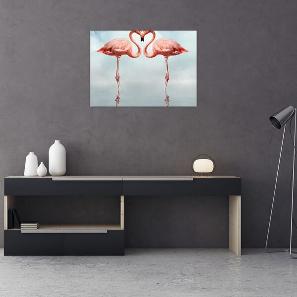 Staklena slika dva flaminga (70x50 cm)