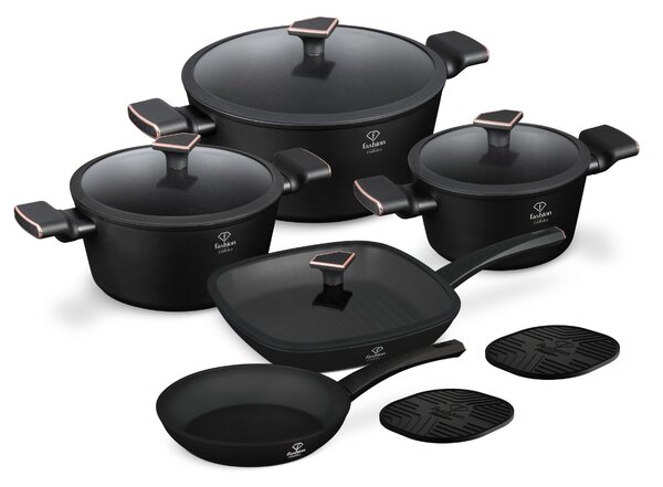 Berlinger Haus Fashion Matte Black Rose Gold non-stick 11u1 set posuđa