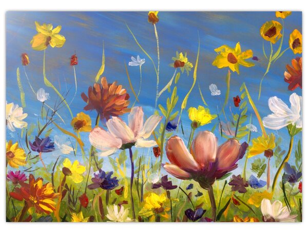 Naslikana slika procvjetale livade (70x50 cm)