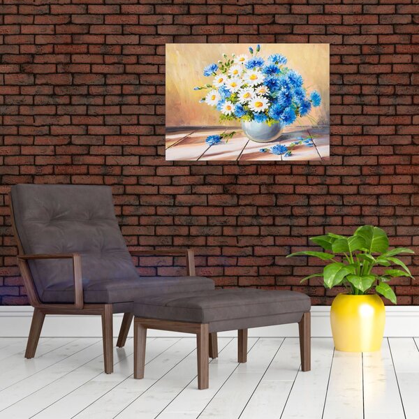 Naslikana slika cvijeća u vazi (70x50 cm)