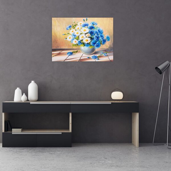 Naslikana slika cvijeća u vazi (70x50 cm)