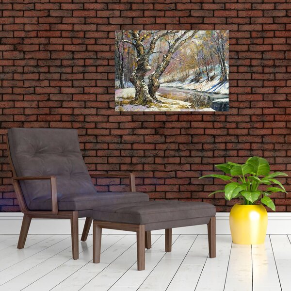 Slika naslikanog zimskog krajolika (70x50 cm)