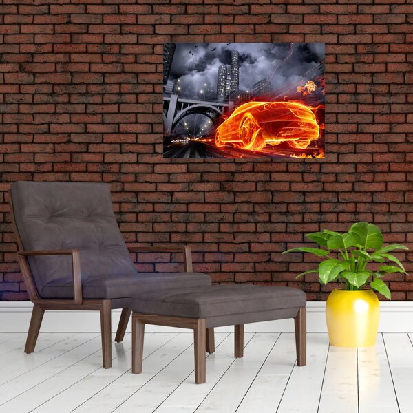 Slika automobila u plamenu (70x50 cm)