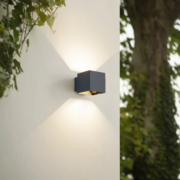 Lindby LED vanjska zidna svjetiljka Esani, antracit, gore/dolje, IP54, Crno, Aluminij