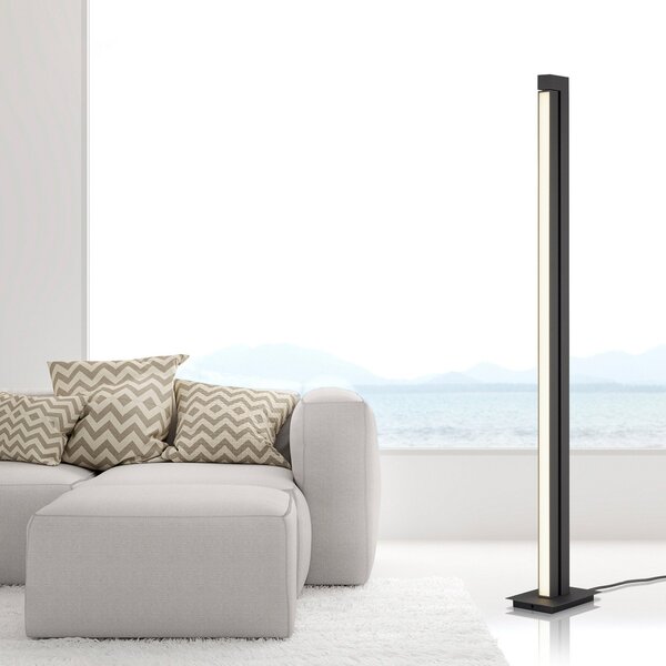 PURE Lines LED podna lampa, antracit, daljinski upravljač, 140 cm, prigušiva, Crno, Dnevni boravak/blagovaonica, Metal