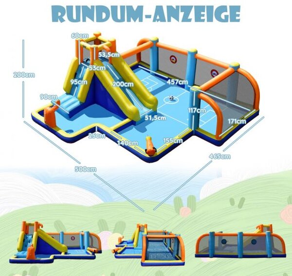 Dvorac na napuhavanje s puhalicom, divovski napuhani vodeni tobogan