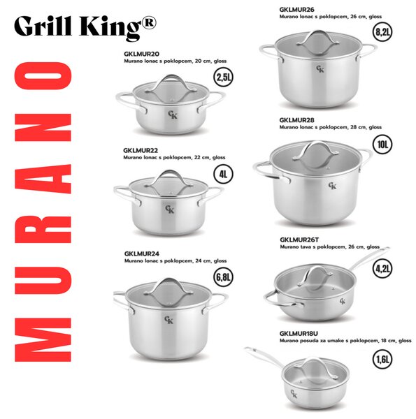 Grill King Murano visoki lonac s poklopcem, 22 cm