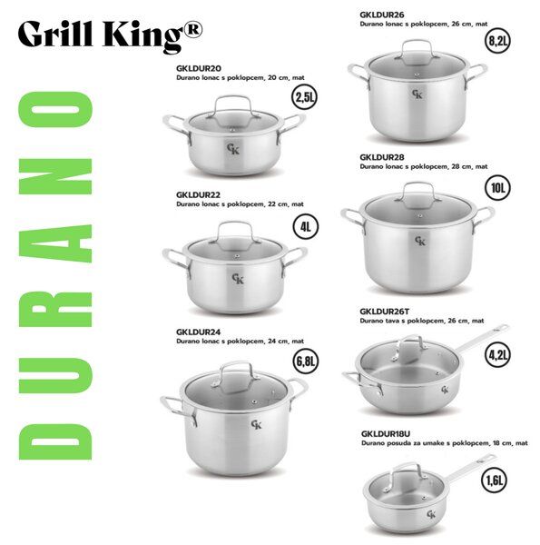 Grill King Durano visoki lonac s poklopcem, 22 cm