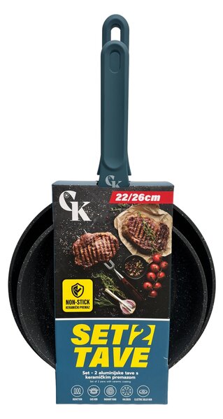 Grill King Ceramic 2u1 set tava s keramičkim premazom (22/26 cm)