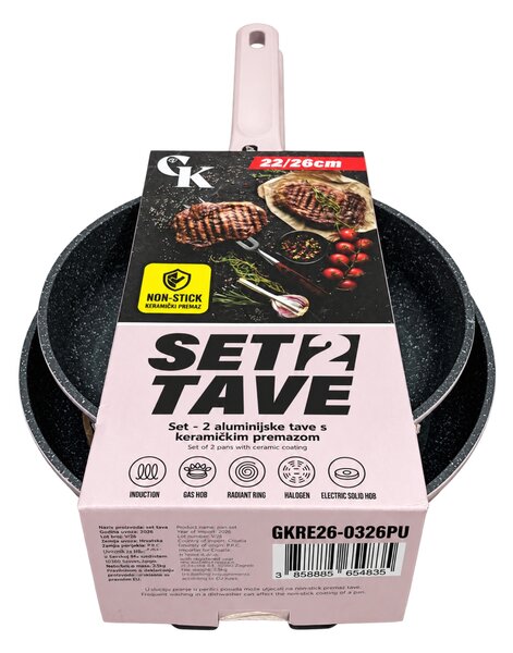 Grill King Ceramic 2u1 set tava s keramičkim premazom (22/26 cm)