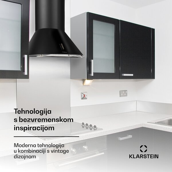 Klarstein Noir Retro Kuhinjska Napa 60cm Nehrđajući Čelika Crna