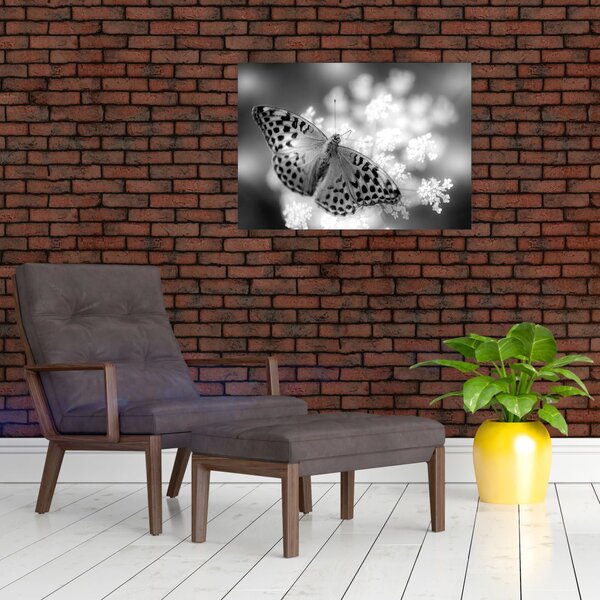 Slika - Detalj leptira koji oprašuje cvijet (70x50 cm)