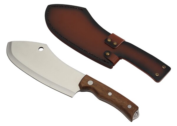 Grill King Outdoor Butcher široki mesarski nož s kožnom futrolom