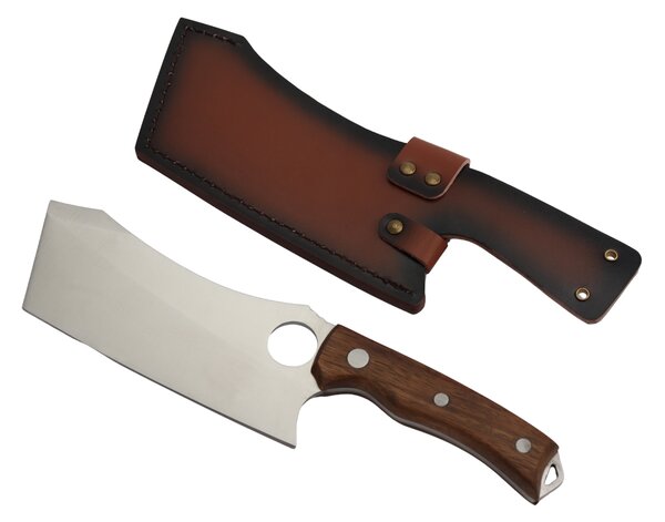 Grill King Outdoor Chopper široki nož za sjeckanje s kožnom futrolom