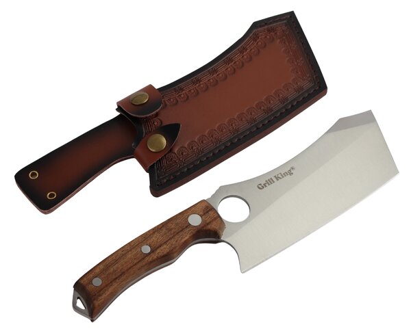 Grill King Outdoor Chopper široki nož za sjeckanje s kožnom futrolom