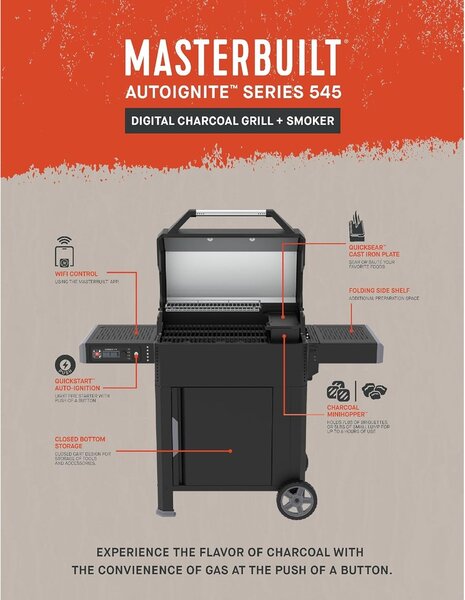 Masterbuilt AutoIgnite Series 545 digitalni roštilj na ugljen i dimilica