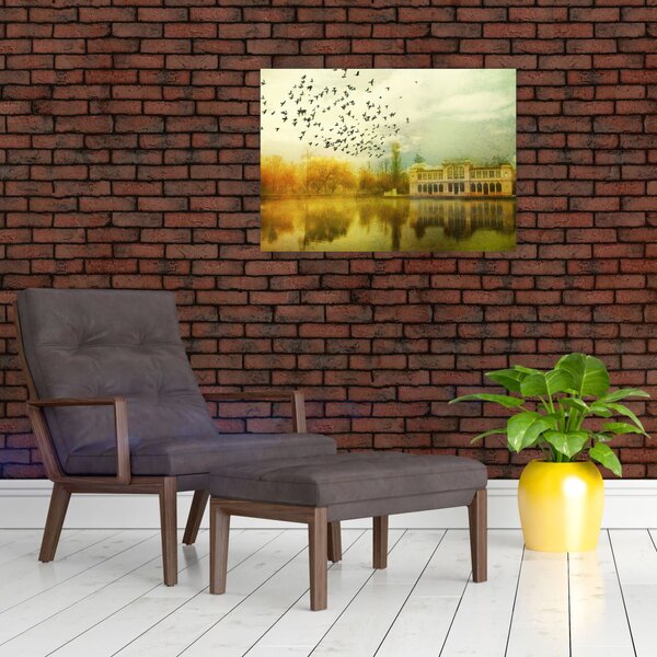 Slika naslikanog krajolika sa ljetnikovcem (70x50 cm)