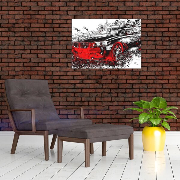 Slika - Naslikani automobil u akciji (70x50 cm)
