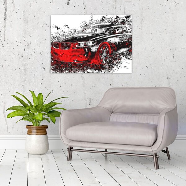 Slika - Naslikani automobil u akciji (70x50 cm)