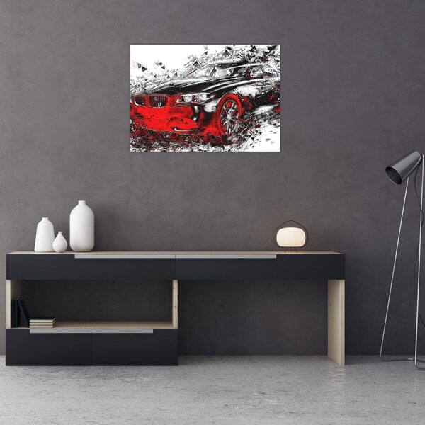 Slika - Naslikani automobil u akciji (70x50 cm)