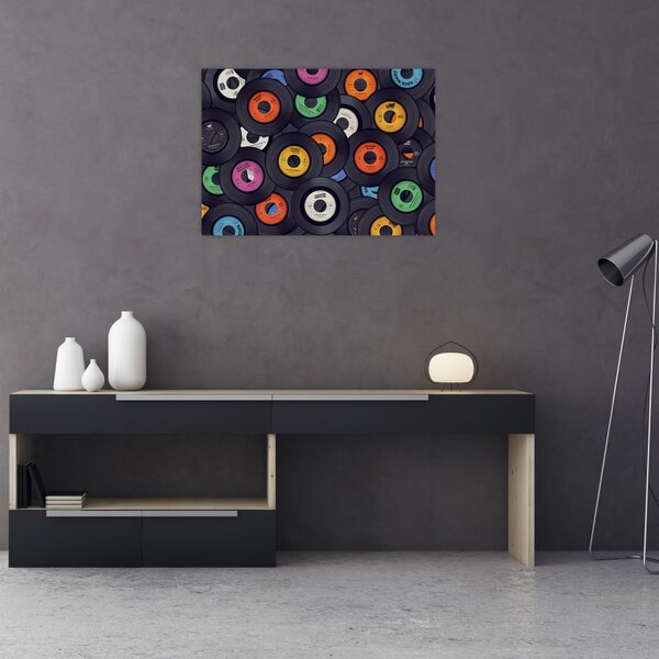 Slika - Glazbene gramofonske ploče (70x50 cm)