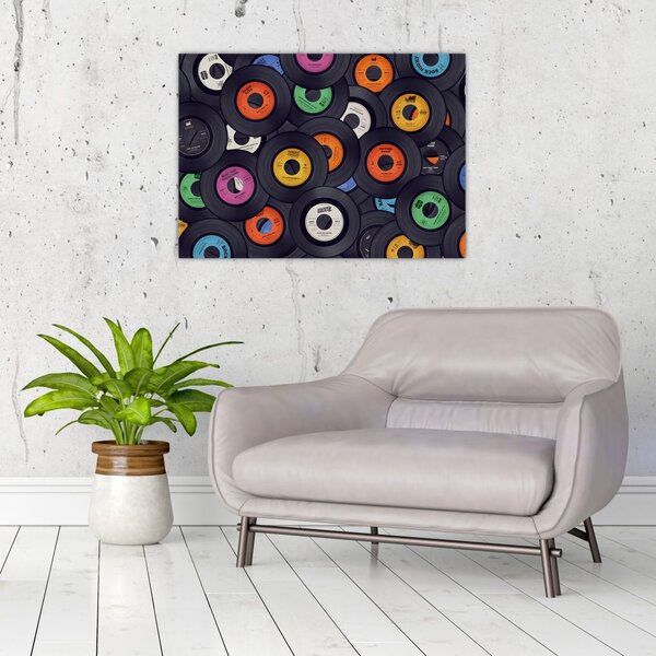 Slika - Glazbene gramofonske ploče (70x50 cm)
