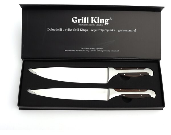 Grill King Outdoor Elite Black 2u1 set kuharski nož i nož za meso