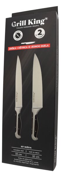 Grill King Outdoor Elite Black 2u1 set kuharski nož i nož za meso