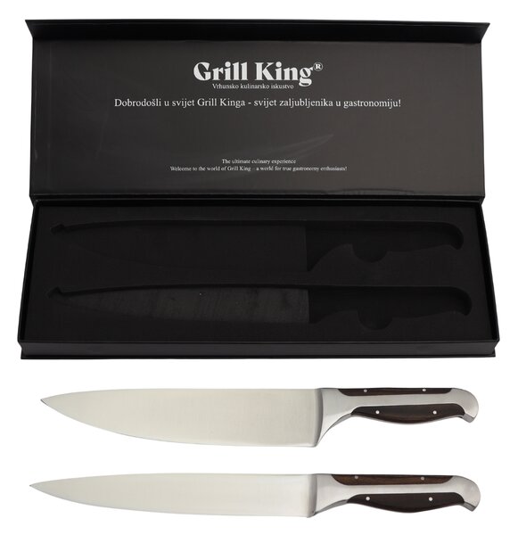 Grill King Outdoor Elite Black 2u1 set kuharski nož i nož za meso