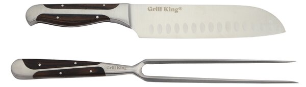 Grill King Outdoor Elite Black 2u1 set santoku nož i vilica