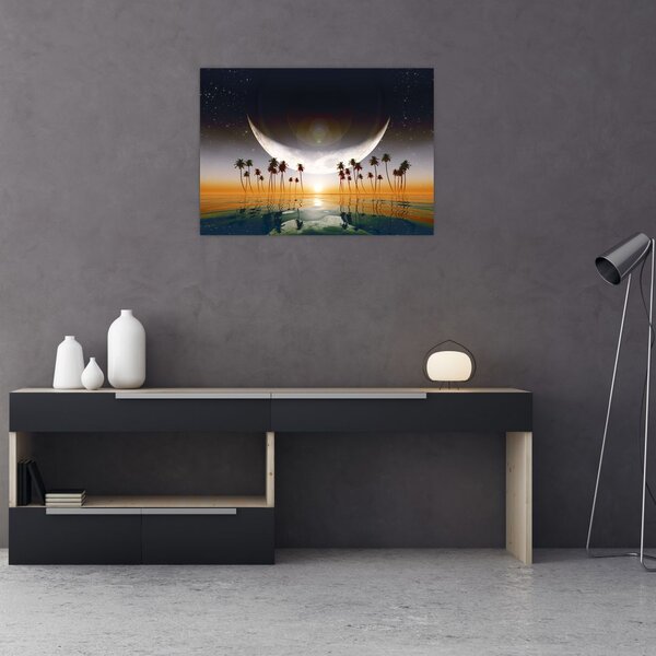 Slika - Mjesec iznad palmi (70x50 cm)