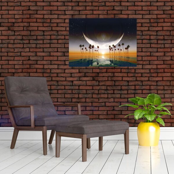 Slika - Mjesec iznad palmi (70x50 cm)