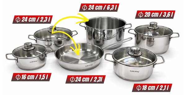 Grill King SMART 10u1 set posuđa