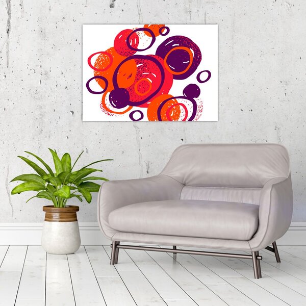 Staklena slika - Motiv s krugovima u toplim bojama (70x50 cm)