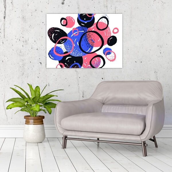 Staklena slika - Motiv sa krugovima u žarkim bojama (70x50 cm)